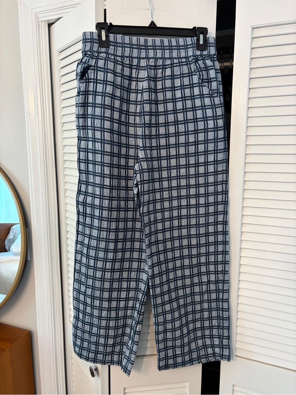 Ace & Jig Blue and White Plaid Cropped Pants